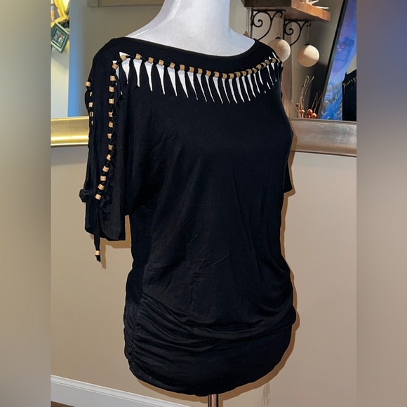Boston Proper Tops - Stylish Black Women's Top with Unique Cutout Design